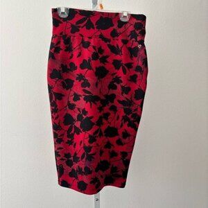 Thalia Sodi Skirt Extra Small Red Floral Stretch Whimsigoth Dark Academia Gothic